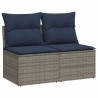 Salon de jardin 2 pcs avec coussins gris résine tressée acacia 515822515822