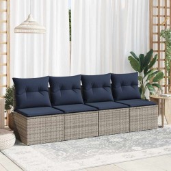 Salon de jardin 2 pcs avec coussins gris résine tressée acacia 515822515822