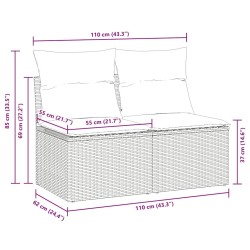 Salon de jardin 2 pcs avec coussins gris résine tressée acacia 515822515822