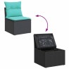 Salon de jardin 5 pcs avec coussins noir résine tressée 515825515825