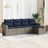 Salon de jardin 5 pcs avec coussins gris résine tressée 515826515826