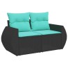 Salon de jardin 4 pcs avec coussins noir résine tressée 515827515827