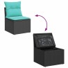 Salon de jardin 4 pcs avec coussins noir résine tressée 515827515827