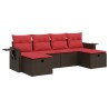 Salon de jardin avec coussins 6 pcs marron résine tressée 515829515829