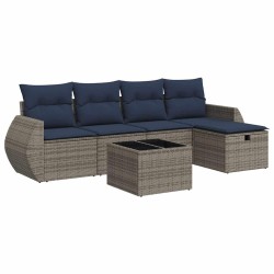 Salon de jardin 6 pcs avec coussins gris résine tressée 515830515830