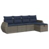 Salon de jardin 5 pcs avec coussins gris résine tressée 515832515832