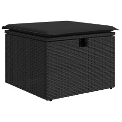 Salon de jardin 6 pcs avec coussins noir résine tressée 515837515837