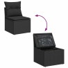 Salon de jardin 6 pcs avec coussins noir résine tressée 515837515837