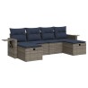 Salon de jardin 6 pcs avec coussins gris résine tressée 515838515838