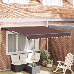 Cadre d'auvent Marron 350 x 250 cm Polyester avec revêtement PU 515851515851