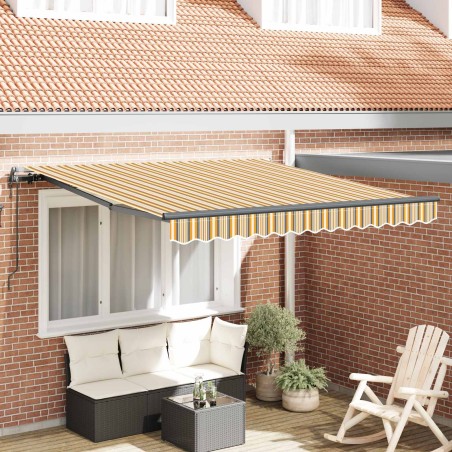 Auvent Rétractable Multicolore 350 x 250 cm Tissu et Aluminium 515853515853