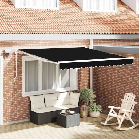 Auvent Rétractable Noir 350 x 250 cm Tissu et acier 515860515860