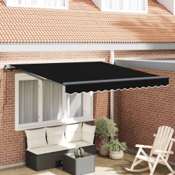 Auvent Rétractable Noir 350 x 250 cm Polyester et Acier 515862515862