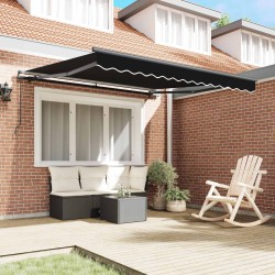 Auvent Rétractable Noir 350 x 250 cm Polyester et Acier 515862515862