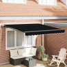 Auvent Rétractable Noir 350 x 250 cm Tissu et Aluminium 515864515864