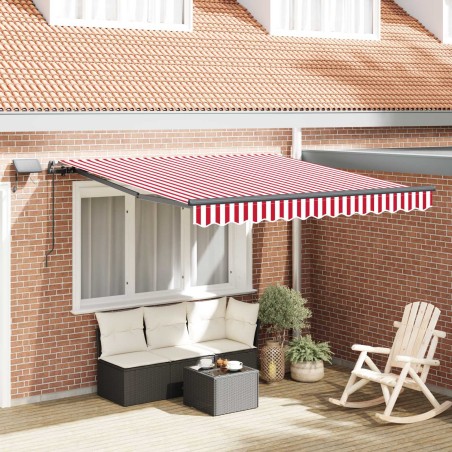 Auvent Rétractable Rouge et blanc 350 x 250 cm tissu 515875515875