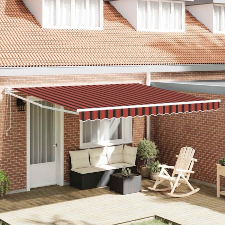Auvent Rétractable Rouge et Noir 350 x 250 cm Tissu et acier 515887515887