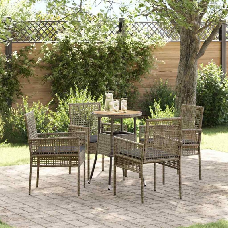 Ensemble de salle à manger pour jardin 5 pcs Gris polyrotin 515896515896