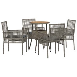 Ensemble de salle à manger pour jardin 5 pcs Gris polyrotin 515896515896