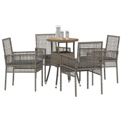 Ensemble de salle à manger pour jardin 5 pcs Gris polyrotin 515896515896