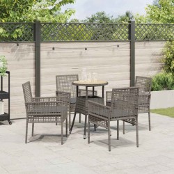 Ensemble de salle à manger pour jardin 5 pcs Gris polyrotin 515896515896