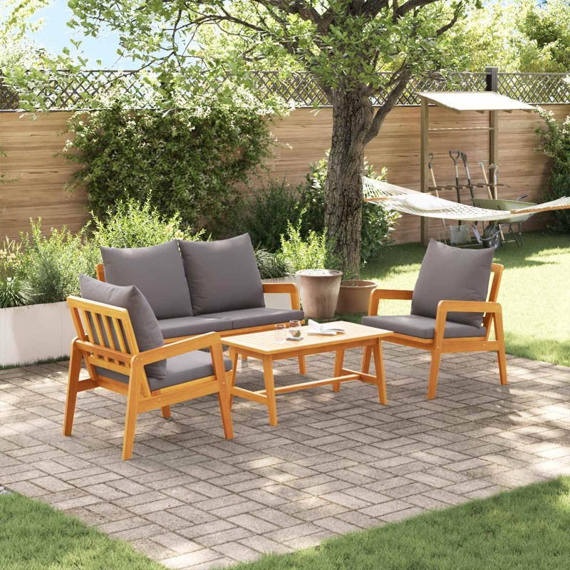 Ensemble bistrot avec coussin 4 pcs Marron Bois d'Acacia Massif 515913515913