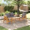 Ensemble bistrot avec coussin 4 pcs Marron Bois d'Acacia Massif 515913515913
