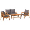 Ensemble bistrot avec coussin 4 pcs Marron Bois d'Acacia Massif 515913515913