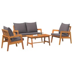 Ensemble bistrot avec coussin 4 pcs Marron Bois d'Acacia Massif 515913515913