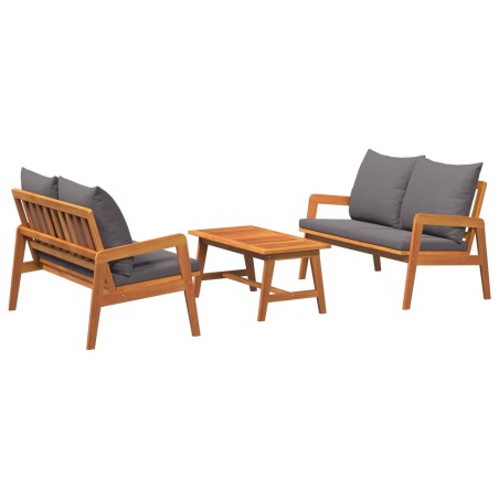 Ensemble bistrot avec coussin 3 pcs Marron Bois d'Acacia Massif 515923515923
