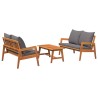 Ensemble bistrot avec coussin 3 pcs Marron Bois d'Acacia Massif 515923515923