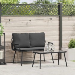 Ensemble de salle à manger pour jardin 2 pcs Noir polyrotin 515924515924
