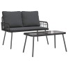 Ensemble de salle à manger pour jardin 2 pcs Noir polyrotin 515924515924