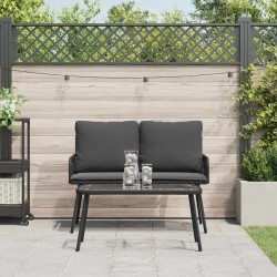 Ensemble de salle à manger pour jardin 2 pcs Noir polyrotin 515924515924