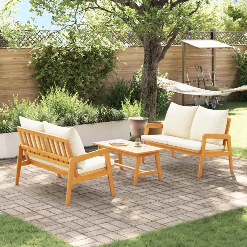 Ensemble bistrot avec coussin 3 pcs Marron Bois d'Acacia Massif 515926515926