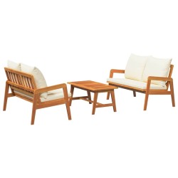 Ensemble bistrot avec coussin 3 pcs Marron Bois d'Acacia Massif 515926515926