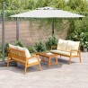 Ensemble bistrot avec coussin 3 pcs Marron Bois d'Acacia Massif 515926515926