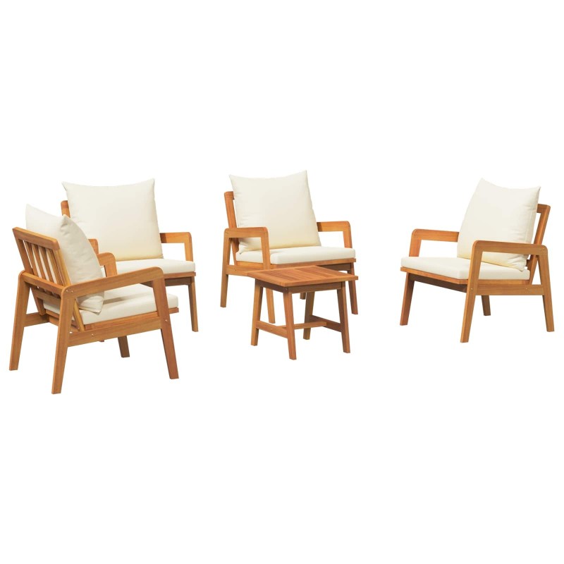 Ensemble bistrot avec coussin 5 pcs Marron Bois d'Acacia Massif 515927515927