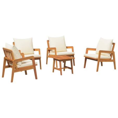 Ensemble bistrot avec coussin 5 pcs Marron Bois d'Acacia Massif 515927515927