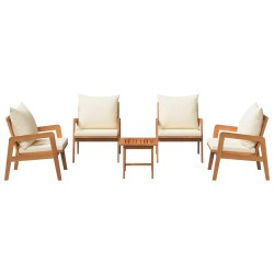 Ensemble bistrot avec coussin 5 pcs Marron Bois d'Acacia Massif 515927515927