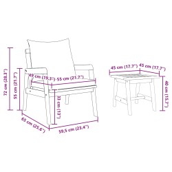Ensemble bistrot avec coussin 5 pcs Marron Bois d'Acacia Massif 515927515927