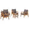 Ensemble bistrot avec coussin 5 pcs Marron Bois d'Acacia Massif 515929515929