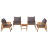 Ensemble bistrot avec coussin 5 pcs Marron Bois d'Acacia Massif 515929515929