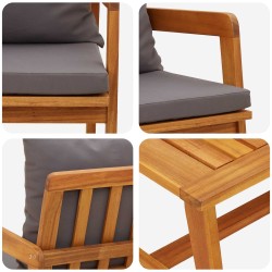 Ensemble bistrot avec coussin 5 pcs Marron Bois d'Acacia Massif 515929515929