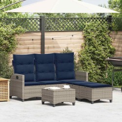Salon de jardin 3 pcs avec coussins forme L gris résine tressée 515932515932