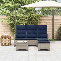 Salon de jardin 3 pcs avec coussins forme L gris résine tressée 515932515932