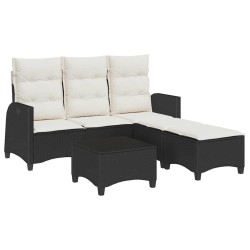 Salon de jardin 3 pcs avec coussins forme L noir résine tressée 515934515934