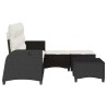 Salon de jardin 3 pcs avec coussins forme L noir résine tressée 515934515934