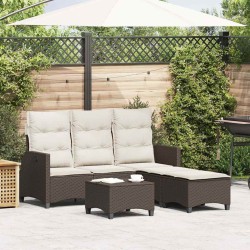 Salon de jardin 3 pcs avec coussins forme L marron polyrotin 515936515936