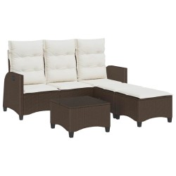 Salon de jardin 3 pcs avec coussins forme L marron polyrotin 515936515936